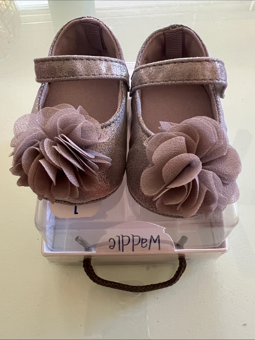 Baby Deer Silver Flower Strap Baby Shoes-New